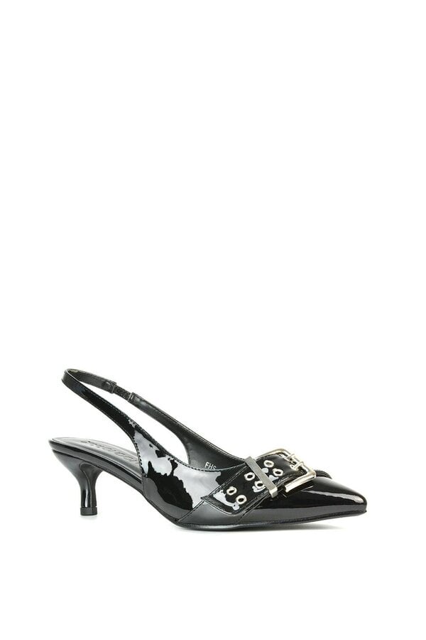 XY LONDON Pointed Toe Kitten Heels With Buckle