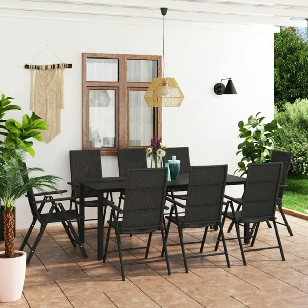 Berkfield 9 Piece Garden Dining Set Black