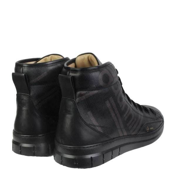 Dunhill Luggage Canvas hi-top sneakers in black and dark bronze