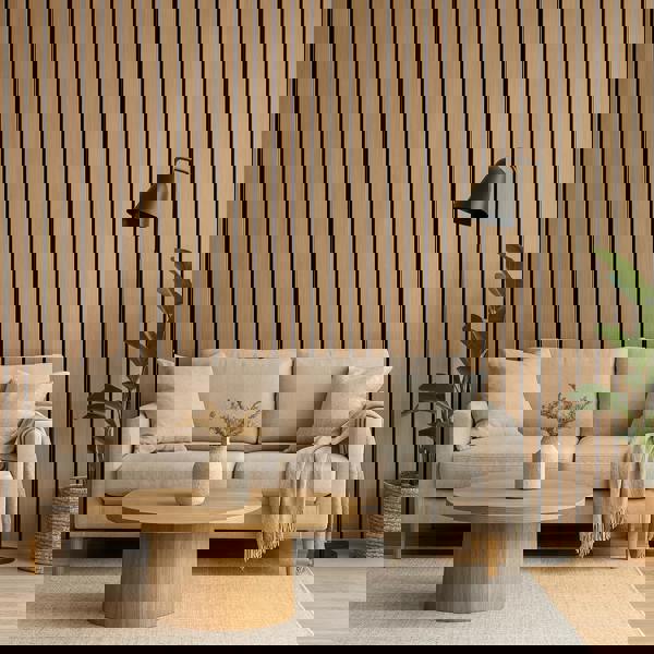 Panel Haus Premium Wide Slat 3-sided Wood Veneer Oak Acoustic Wall Panel - 240cm x 30cm (2 pack)