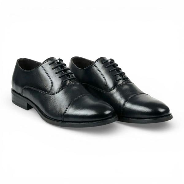 Dolcetto Men's Black Patent PU Leather Cap-Toe Oxford Formal Brogue Shoes