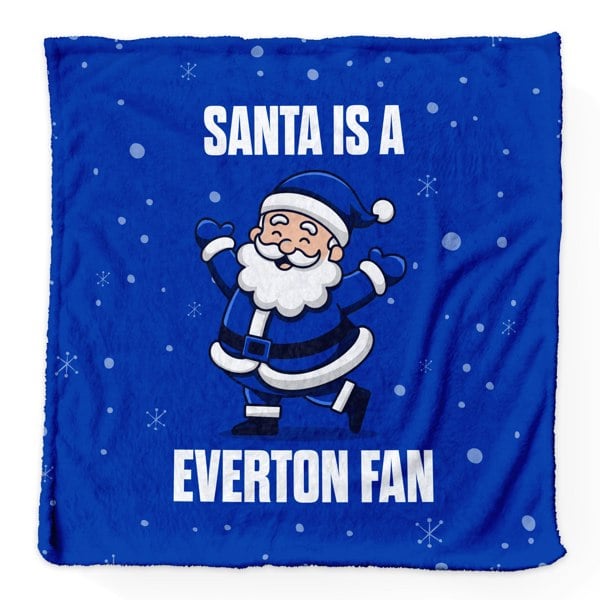 BritishmadeGifts Santa is a Everton Football Fan - Luxury Fleece Blanket 150cm X 150cm