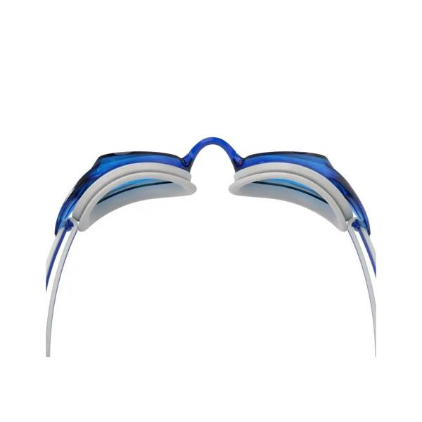 Speedo Vanquisher 3.0 blue and white goggles with curved lens technology