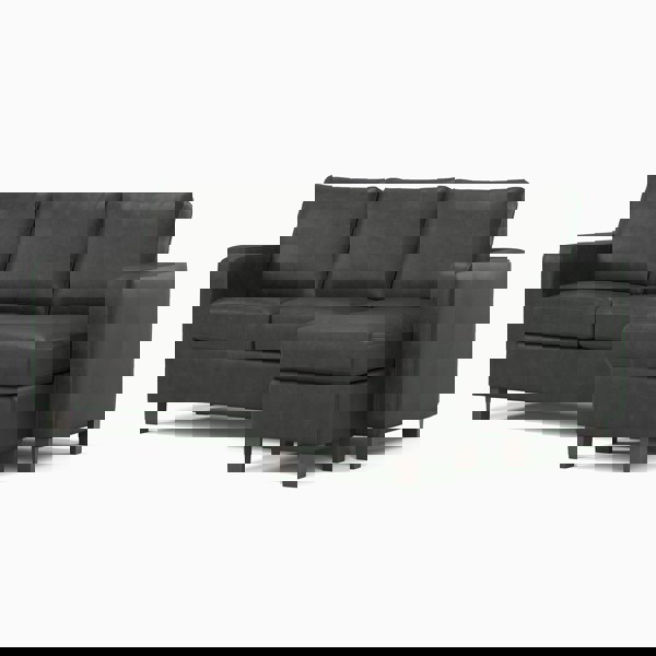 Furnishings For Less York Black Faux Leather 3 Seater Reversible Corner Sofa