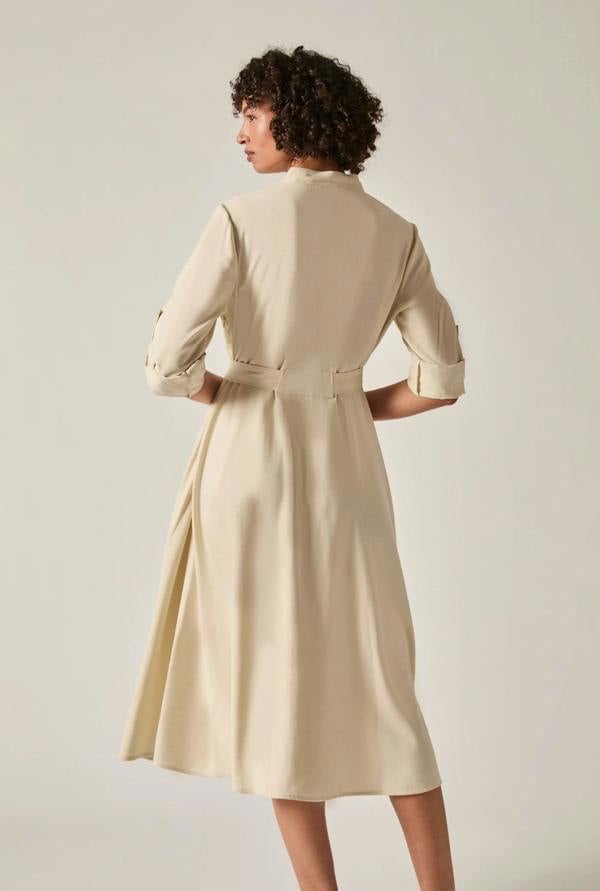 James Lakeland Cream Tie-Waist Midi Dress