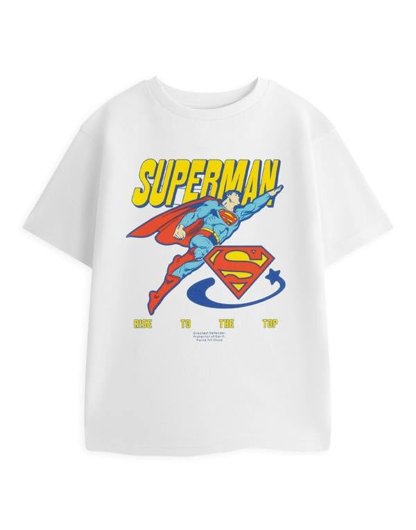 Vanilla Underground DC Comics Superman Boys White Rise To The Top Short Sleeved T-Shirt