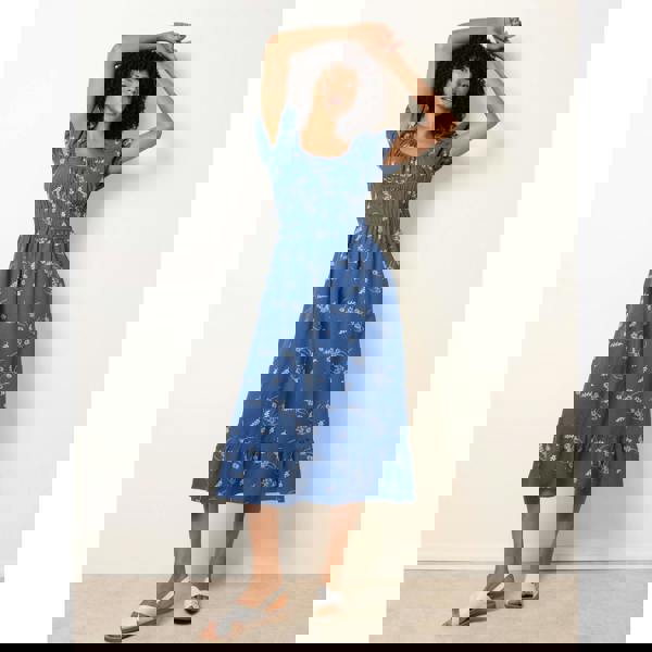 Blue Vanilla Embroidery Milkmaid Midi Dress