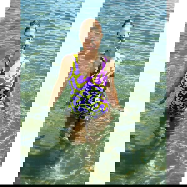 Zoggs Tropical Bliss Thermal Lined Scoopback Swimsuit - Purple/Lime