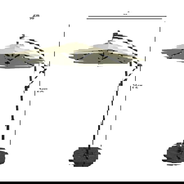 Monstershop Cream 3m LED Cantilever Parasol With Fan Base