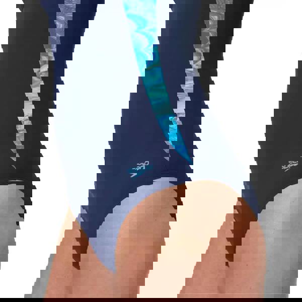 Speedo Luna Lustre Printed Swimsuit - Navy/Blue