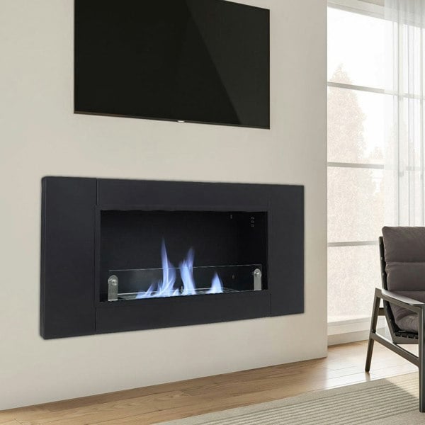 43'' W Surface Wall Mounted Bio-Ethanol Fireplace Black Fireplaces Living and Home