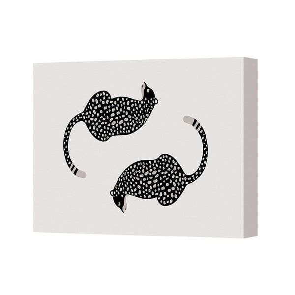 Benjamin Tate Design Abstract Black Spotted Cat Canvas Wall Art Modern Home Decor