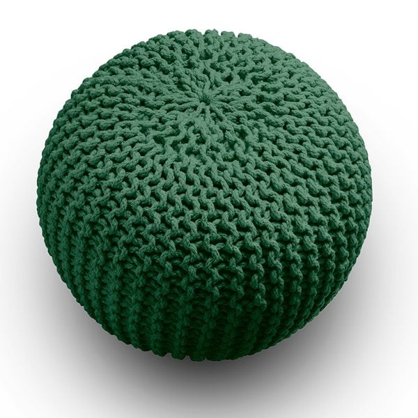 Snug City Knitted Pouffe Chunky Round Footstool Ottoman 100% Cotton