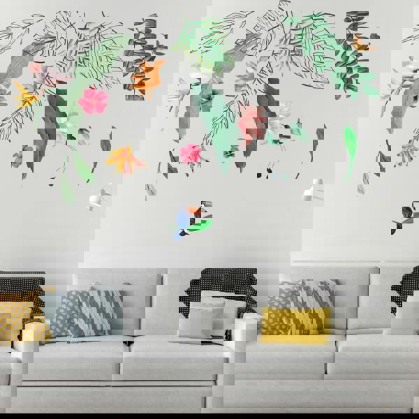 WS9073 - Contemporary Tropical Leaves and Flowers Wall Stickers