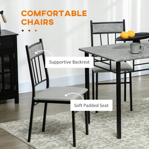 Wyld Haus Lera Marble Effect Grey And Black 5 Piece Dining Table And Chair Set