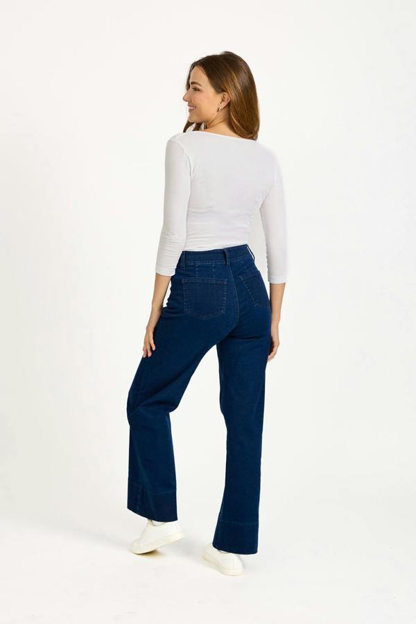 Mudflower Denim Wash Wide Leg Jeans
