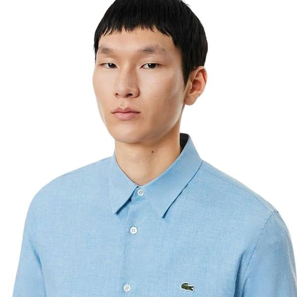 Lacoste Mens Regular Long-Sleeved Shirt - Pastel Cornflour Blue - 