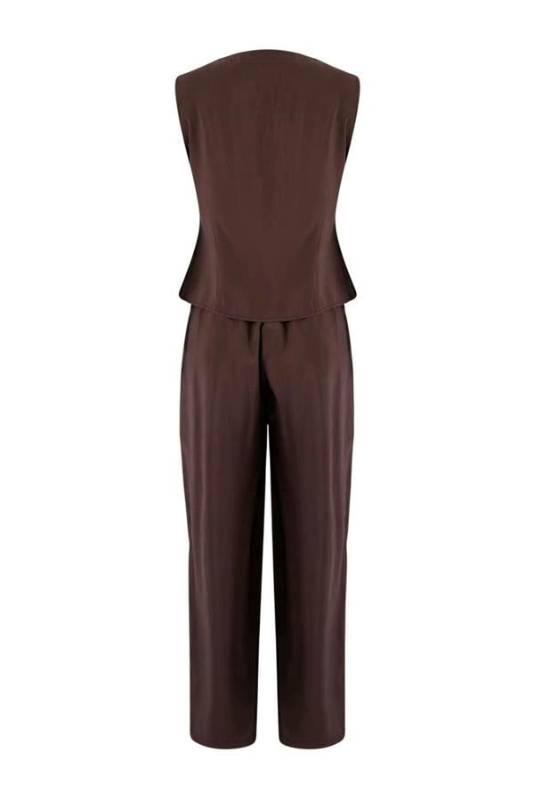 2-Piece Sleeveless Blouse and Wide Leg Trousers Co-ord