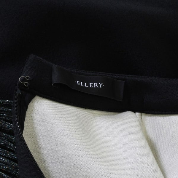 Ellery black satin tailored fit top with latticework sleeves