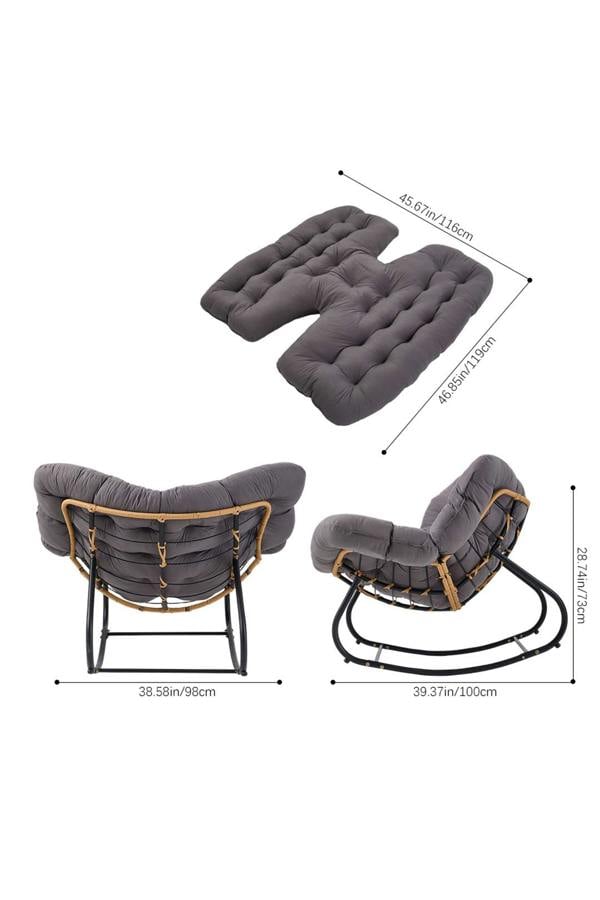 Living and Home Fleece Fabri Modern Rocking Chair with Cushion