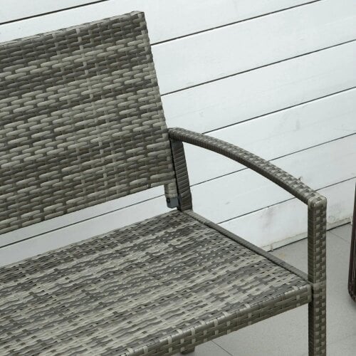 Bobobiy 2 Seater Poly Rattan Garden Bench, All Weather Wicker Garden Loveseat, Outdoor Seating Bench with 240 Load Capacity, Grey