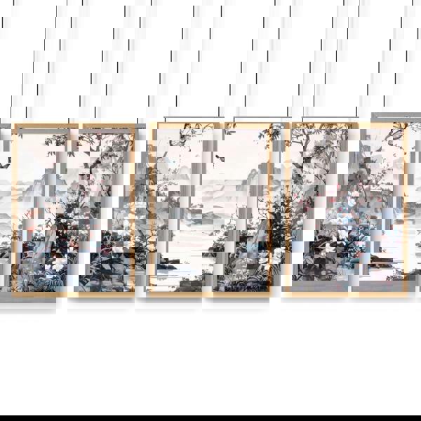 Picture Walls Living Room | Set of 3 Chinoiserie Wall art Prints