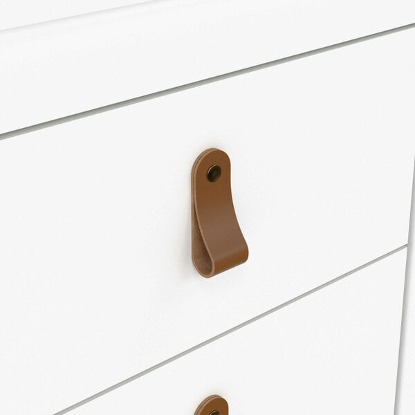 Wyld Haus Wildberry Matt White Wooden Bedside Table 2 Drawers Leather Handles
