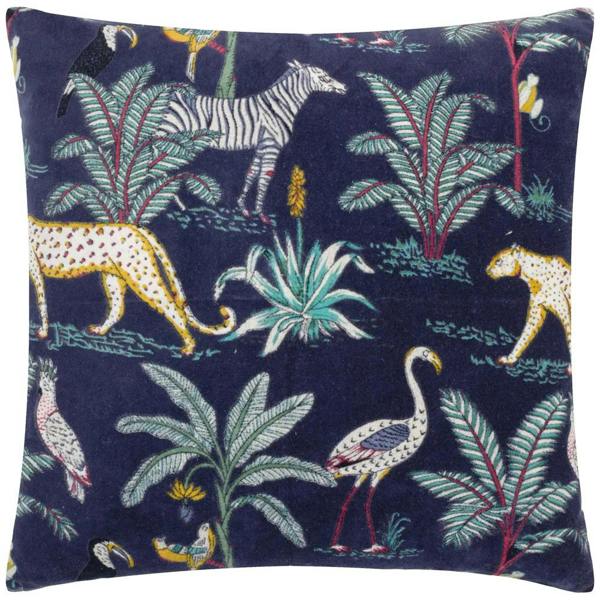 Wylder Tropics Wilds Cotton Tropical Cushion Cover - Navy - 