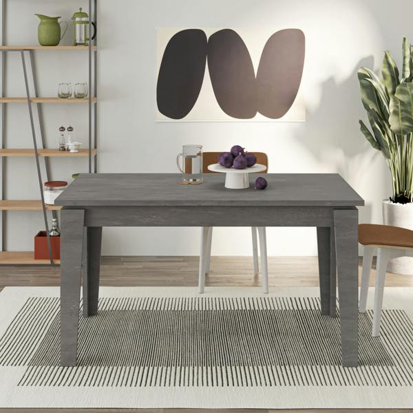 Decortie Tolmen Dining Table Rectangular Extendable Table Up to 6 Seater Contemporary Kitchen Table 140Wcm Living Room, Retro Grey