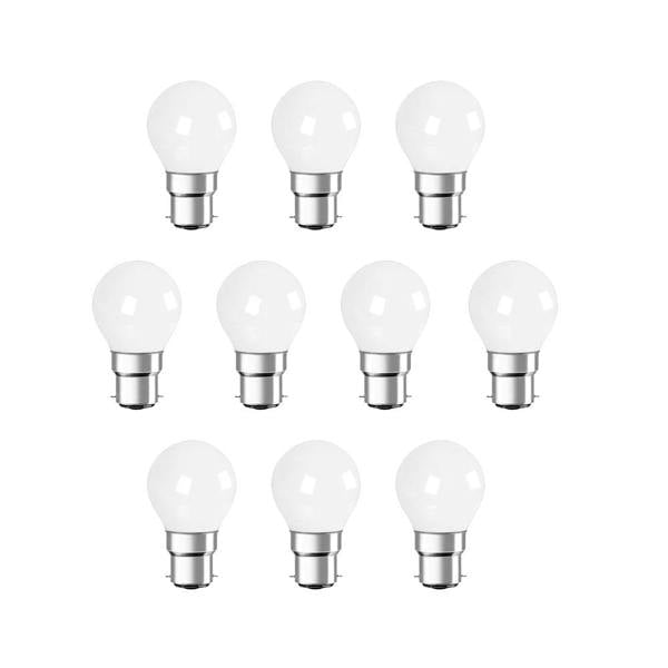 ENER-J Pack of 10 units, B22 LED Light Bulb, Golf Ball G45 Bulbs, 35W Incandescent Equivalent, 3W 320lm Bayonet Lightbulb - 6000K