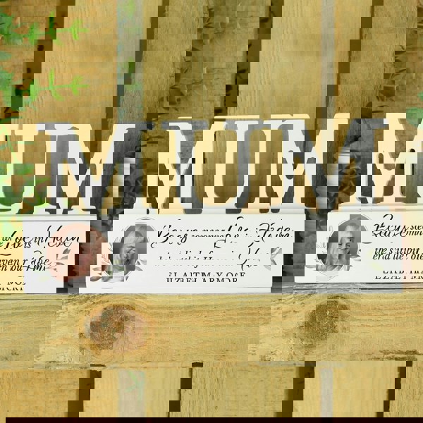 Personalised Memento Company Personalised Botanical Memorial Photo Upload Wooden Mum Ornament