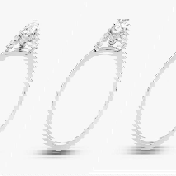 T. H. Baker Platinum 0.76ct Oval & Marquise Cut Diamond Shoulder Set Solitare Ring RN5616 PLT