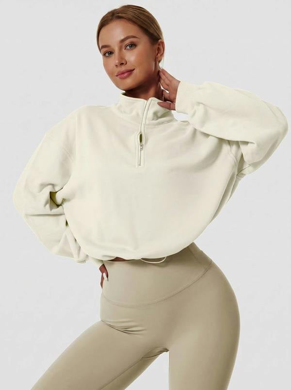 Anniou Cropped Athletic Fleece Pullover