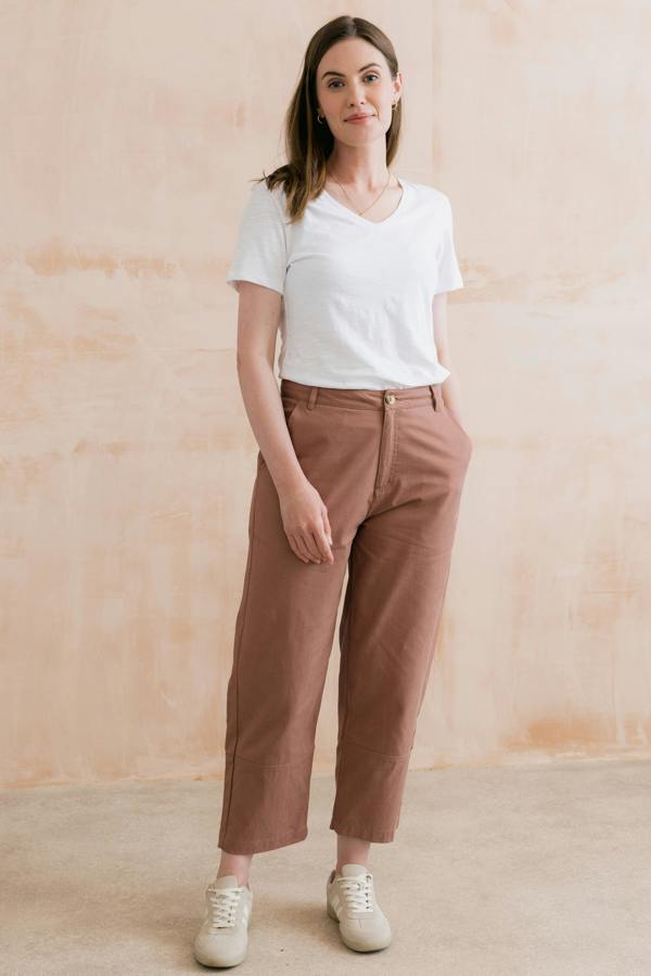 Lily & Me Clarissa Tapered Leg Cropped Trousers Soft Pink