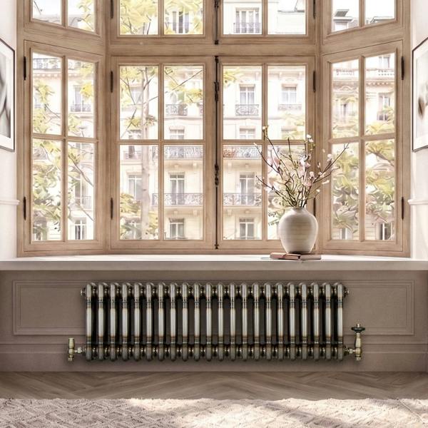 Monstershop Traditional 3 Column Radiator - 300 x 830mm - Raw Metal