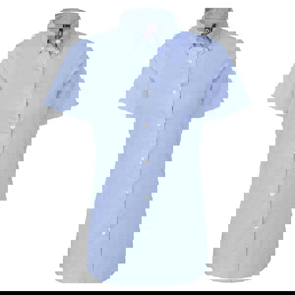 Premier Women's Supreme Oxford Short-Sleeved Formal Shirt - Oxford Blue