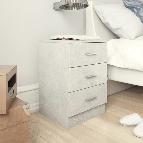 Berkfield Bedside Cabinet Concrete Grey 38x35x56 cm Engineered Wood