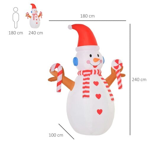 HOMCOM Christmas Inflatable Snowman, Rotating Lighted Indoor Outdoor  Decoration
