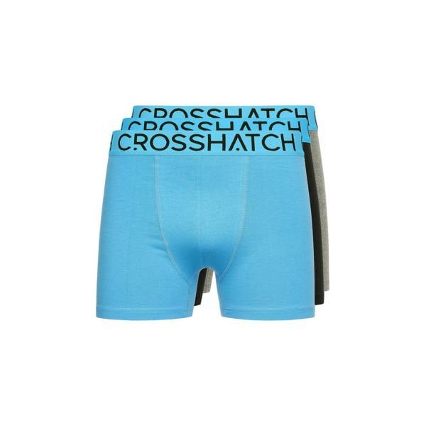 Crosshatch Mens Knightling MVE Boxer Shorts (Pack of 3) - Blue/Black/Grey - 
