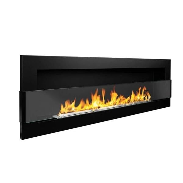 BIOFireplacesGMT Bioethanol Fireplace Wall Mounted 1200x400 Black Matt with Glass Ventless