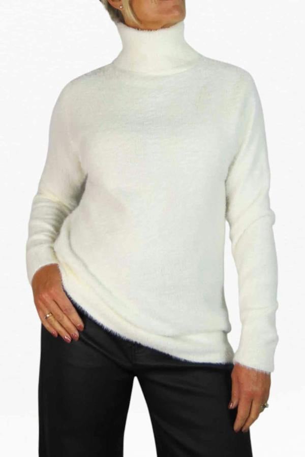 Paulo Due Women's Long Sleeve Roll Neck Jumper Fluffy Knit