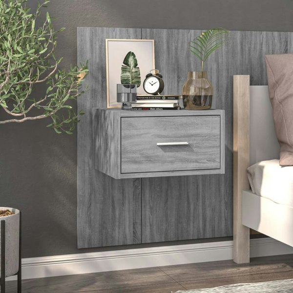 Berkfield Wall-mounted Bedside Cabinet Grey Sonoma
