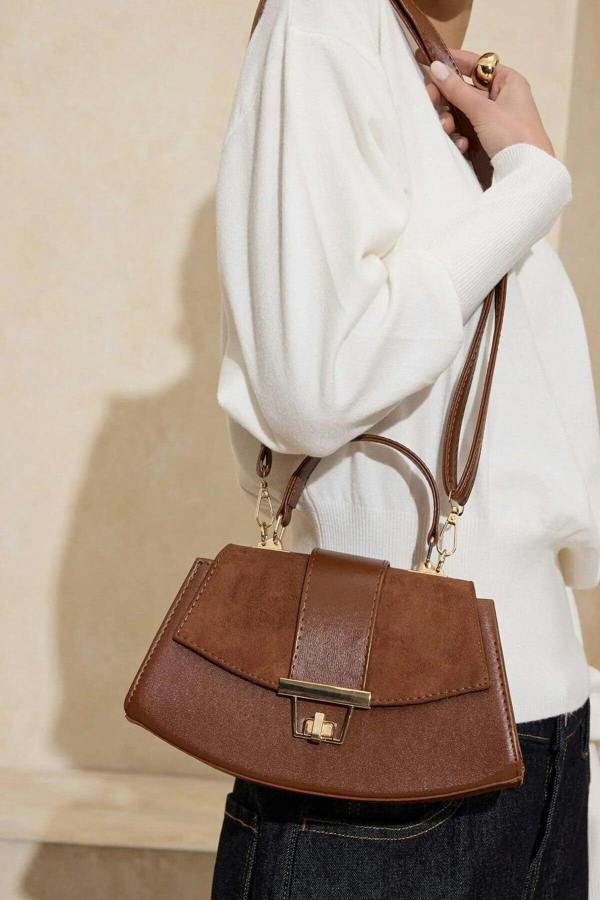 WOVCOR Suede Women's Mini Shoulder Bag with Accessory Closure