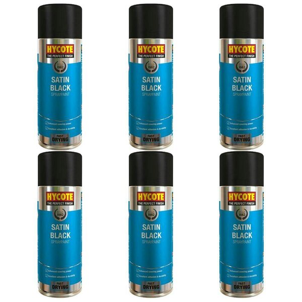 Hycote 6X Hycote Satin Black Spray Paint 400ml