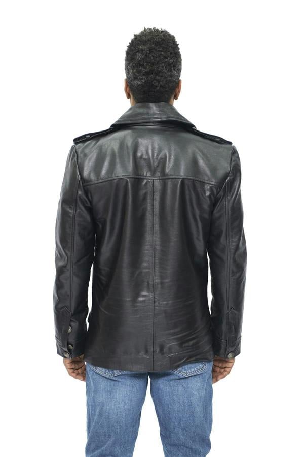 Infinity Leather Mens Cowhide Leather Peacoat-Leiden