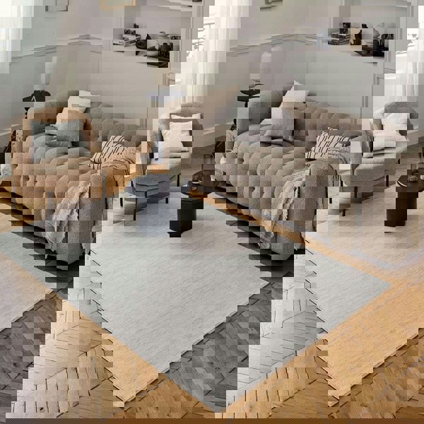 grey-cream colours, striped design, stain-resistant, Cosy comfort rug.