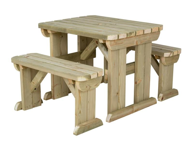Aspen Rounded Picnic Table and Benches Set - Wooden Outdoor Dining Set for Gardens and Patios