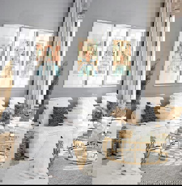 Large Wall Pictures For Living Room | Set of 3 Beach Decor Wall art Prints