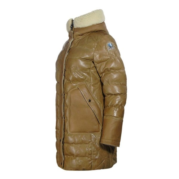 Parajumpers Demi Special Brown Long Leather Down Jacket S