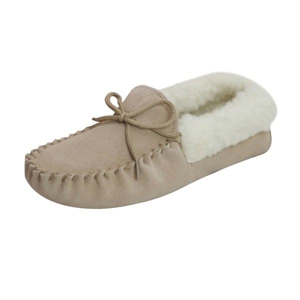 Eastern Counties Leather Womens/Ladies Soft Sole Wool Lined Moccasins - Camel